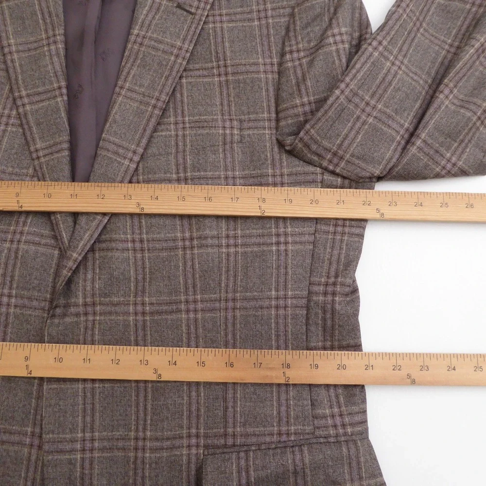 Jos A Bank Mens Jab Suit Jacket Blazer Brown Plaid Wool Reserve 42L Traditional